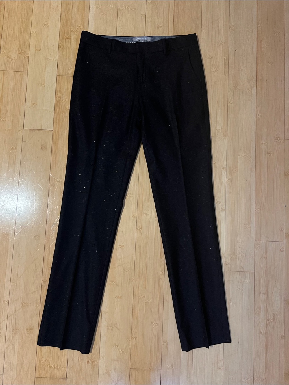 Banana Republic Chocolate Brown / Gold Sparkle Straight-Leg Dress Pants